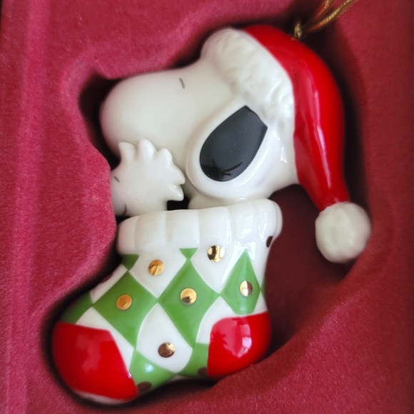 NIB Vintage Lenox Snoopy and Woodstock in Stocking with Box 6237853 - Picture 6 of 7